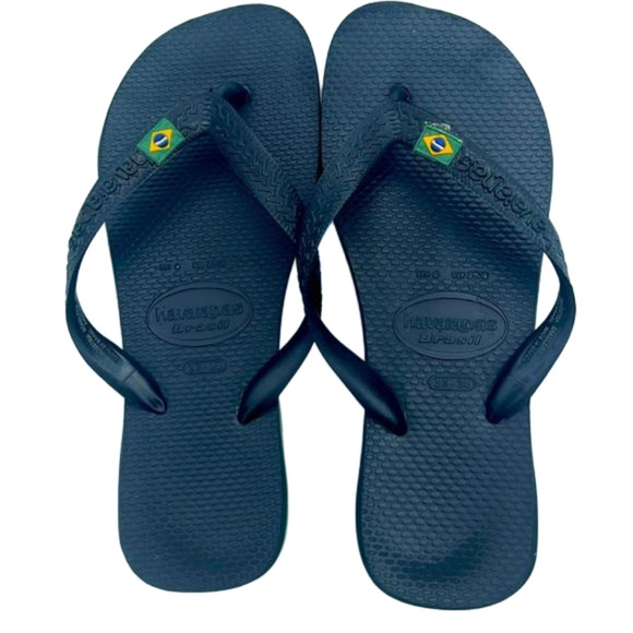 Havaianas Shoes - Havaianas Brasil black with Brazilian flag logo flip-flops, US size 6 or 37/38